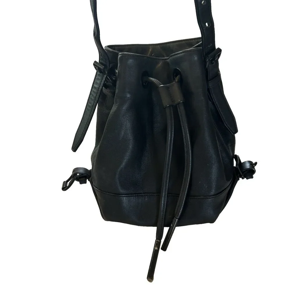 Opening Ceremony Black Izzy Convertible Backpack/ Bucket Bag Drawstring Handbag